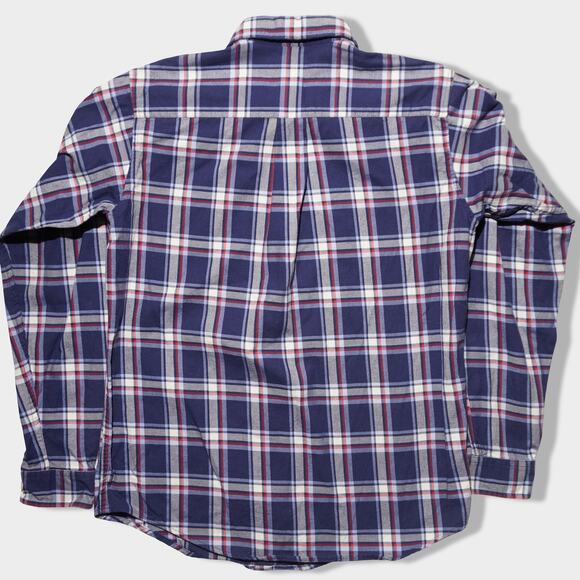 Brooks Brothers Red Fleece Plaid Flannel Shirt Youth Large Blue Cotton Button Up - Picture 5 of 9